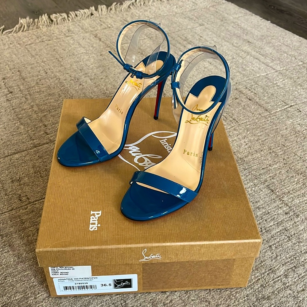 Louboutin Jonatina Patent Leather Strapy Heel ￼